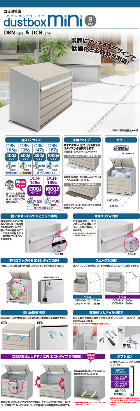 集積ゴミ保管庫 ダストボックスミニ DBN-147M メッシュ床タイプ 組立式（ゴミステーション） イナバ - 1